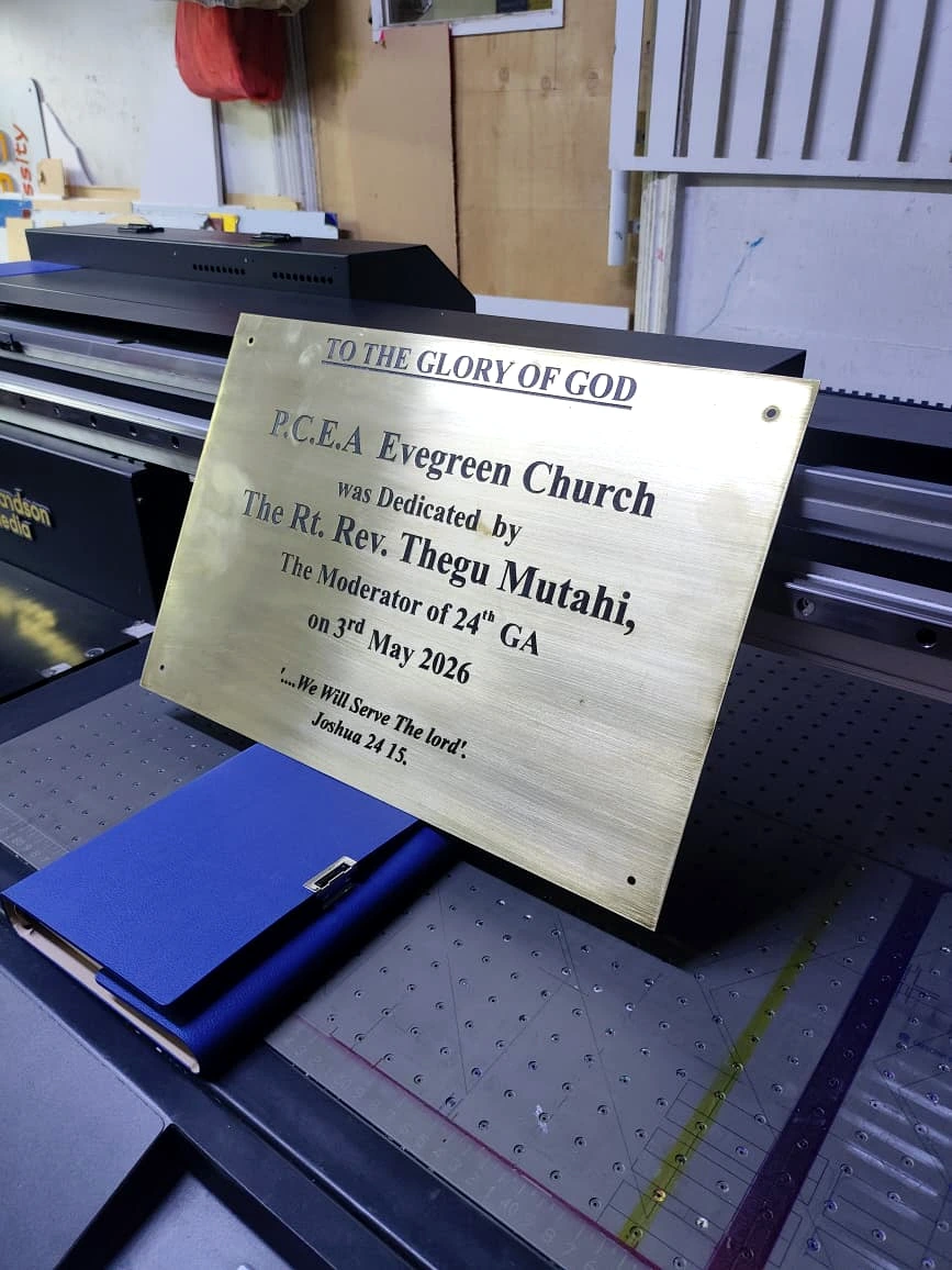 UV printed dedication plaque
