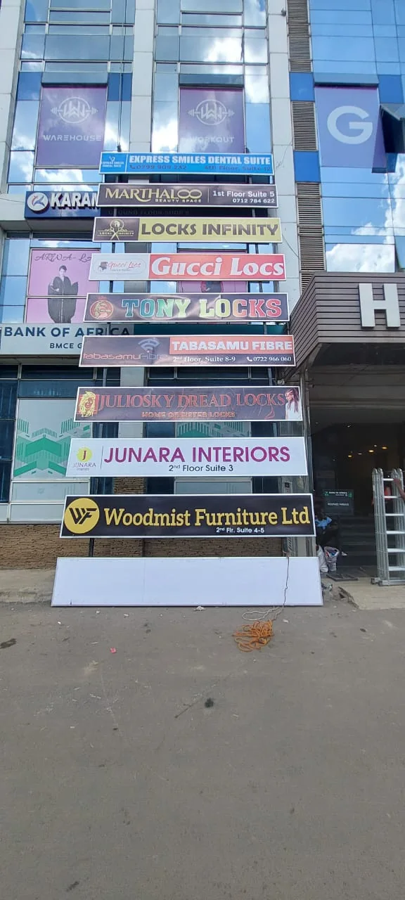 Commercial building directory and wayfinding signage Nairobi