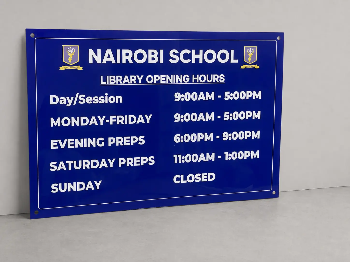 Wayfinding sign produced for Nairobi School